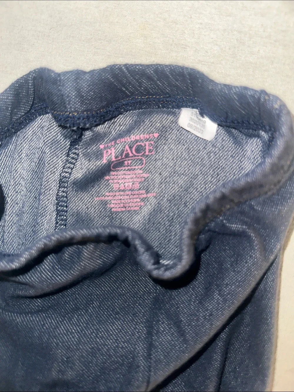 Kids Size 3T Place Dark Blue Denim-Look Stretch Pants